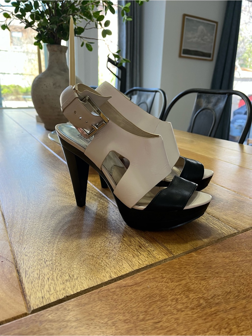 Michael Kors Black & Cream Platform Sandals